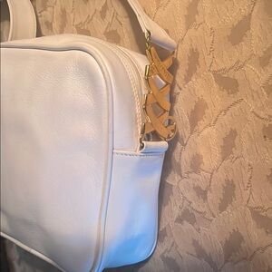 Palsma Picasso white Italian leather bag with gold detail